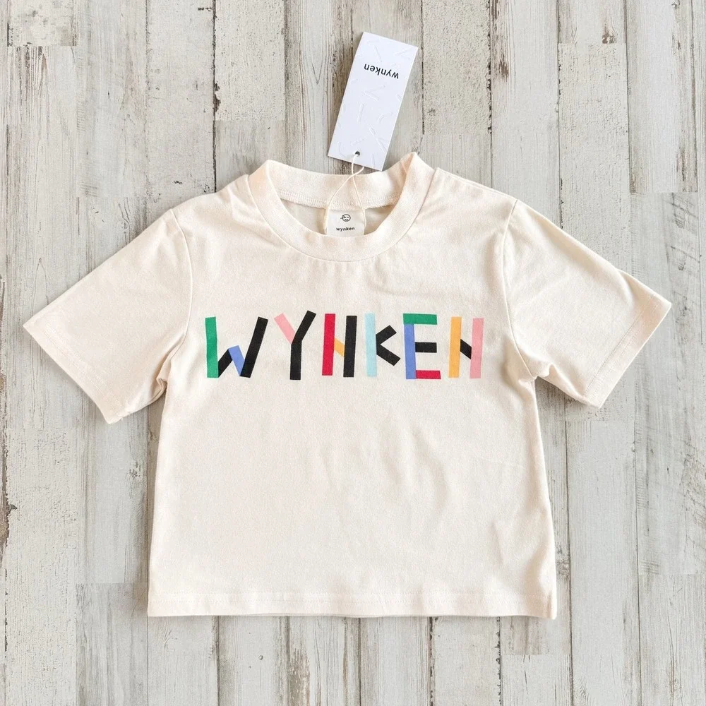 NWT Wynken Graphic Logo Tee Cream Short Sleeve Cotton Baby T-Shirt 1Y (12 mos)